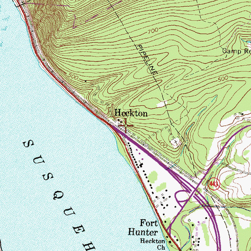 Topographic Map of Heckton, PA