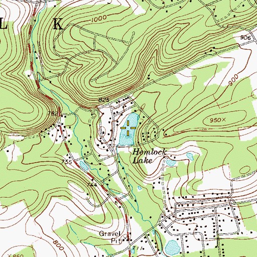 Topographic Map of Hemlock Lake, PA