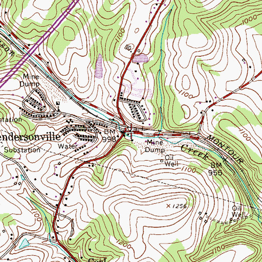Topographic Map of Hendersonville, PA