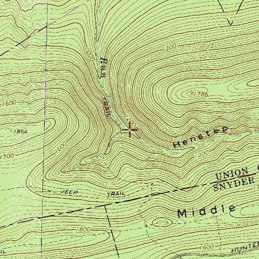 Topographic Map of Henstep Valley, PA