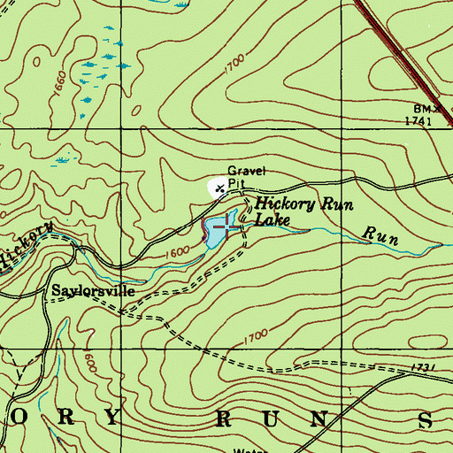 Topographic Map of Hickory Run Lake, PA