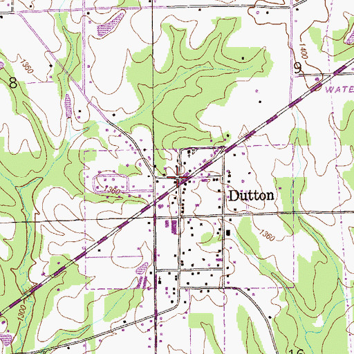 Topographic Map of Dutton, AL