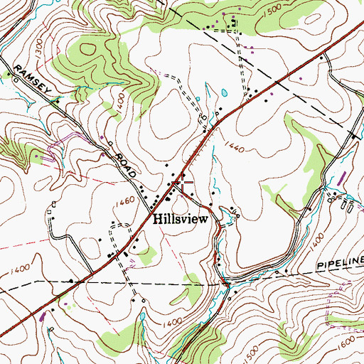 Topographic Map of Hillsview, PA
