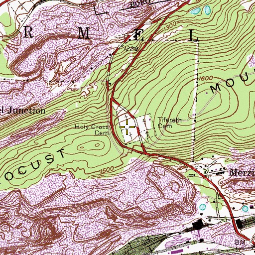 Topographic Map of Holy Cross Cemetery, PA