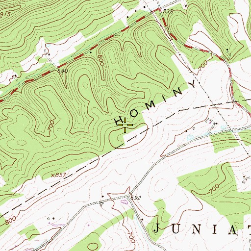 Topographic Map of Hominy Ridge, PA
