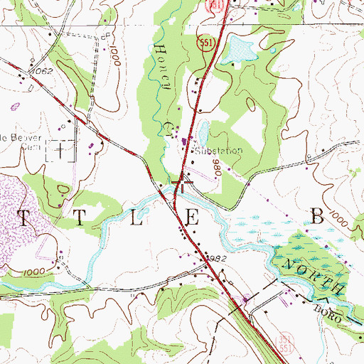 Topographic Map of Honey Creek, PA
