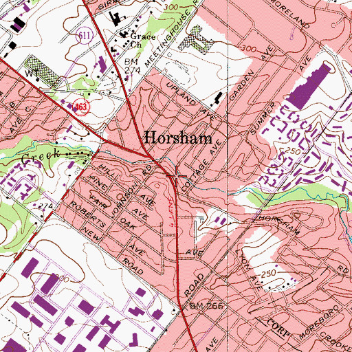 Topographic Map of Horsham, PA