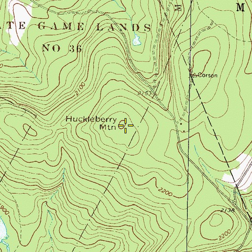 Topographic Map of Huckleberry Mountain, PA