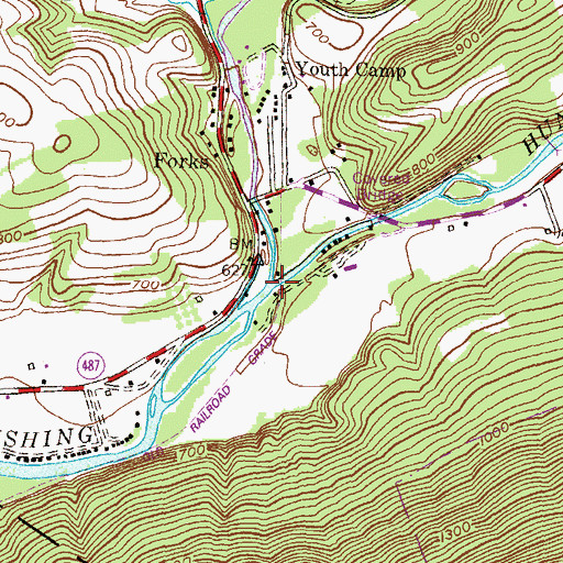 Topographic Map of Huntington Creek, PA