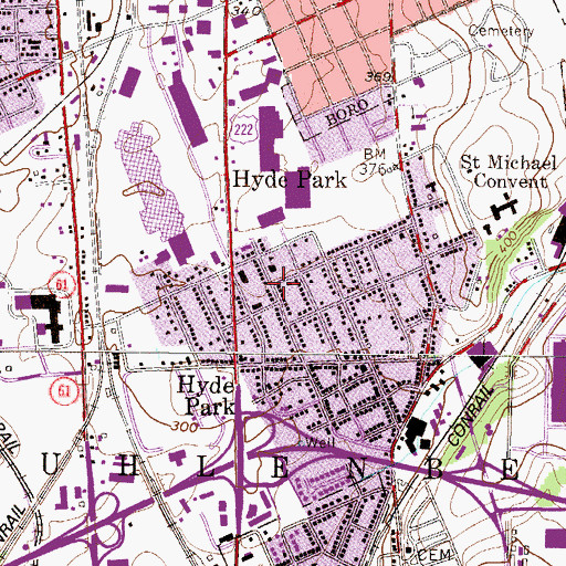 Topographic Map of Hyde Park, PA