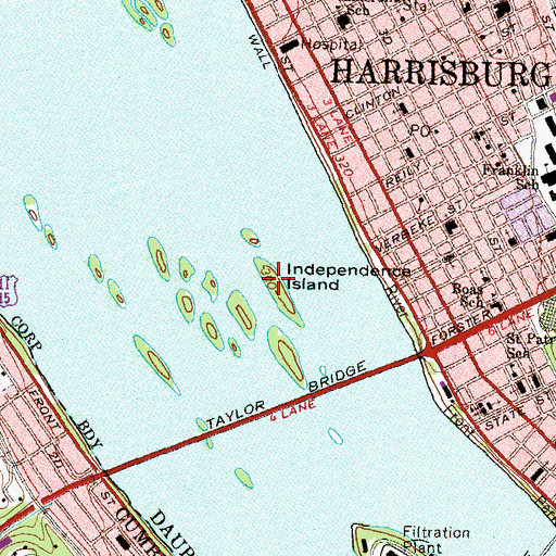 Topographic Map of Independence Island, PA