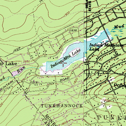 Topographic Map of Indian Mountain Lake, PA