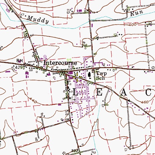 Topographic Map of Intercourse, PA