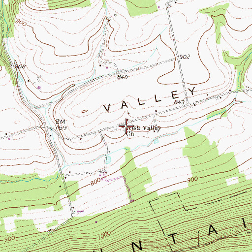 Topographic Map of Irish Valley Church, PA