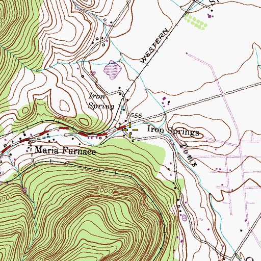 Topographic Map of Iron Springs, PA