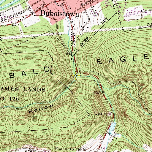 Topographic Map of Jacks Hollow, PA