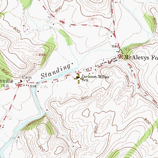 Topographic Map of Jackson Miller School, PA