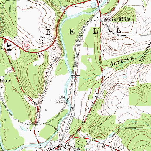 Topographic Map of Jackson Run, PA