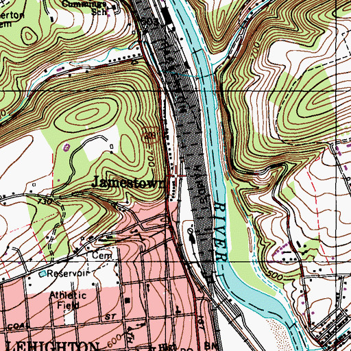 Topographic Map of Jamestown, PA