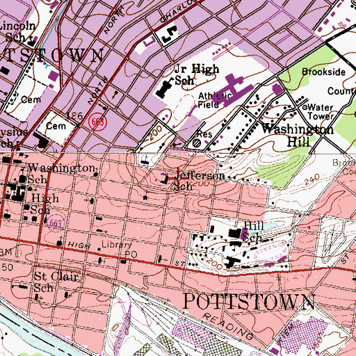 Topographic Map of Jefferson School, PA