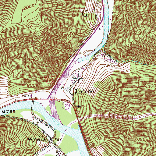 Topographic Map of Jericho, PA