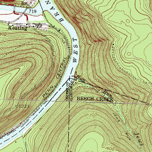 Topographic Map of Jews Run, PA