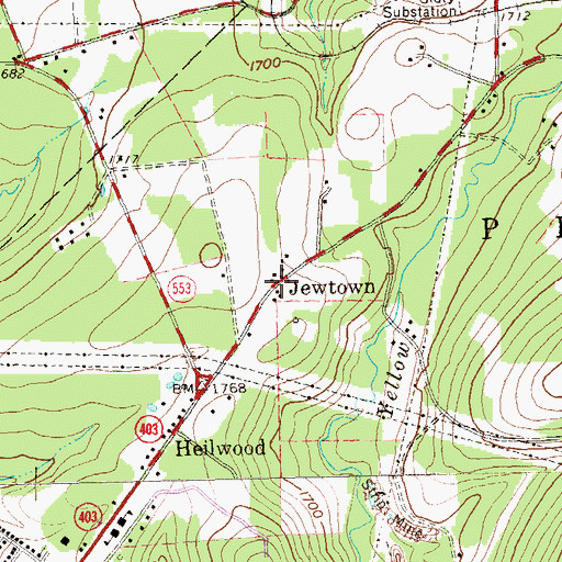 Topographic Map of Jewtown, PA