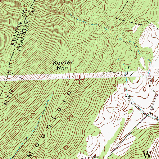 Topographic Map of Keefer Mountain, PA