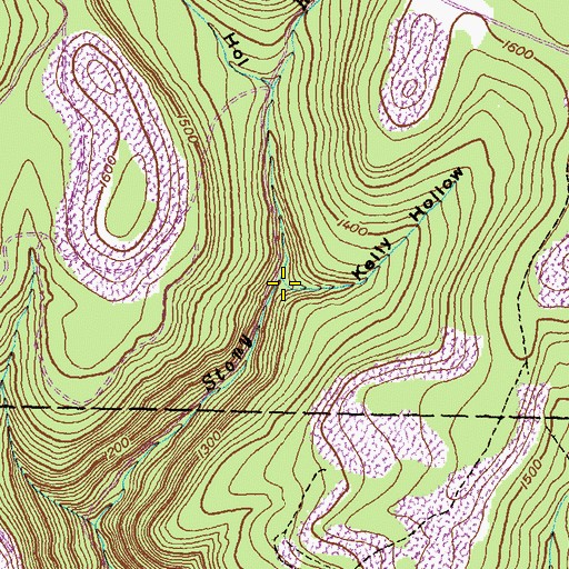 Topographic Map of Kelly Hollow, PA