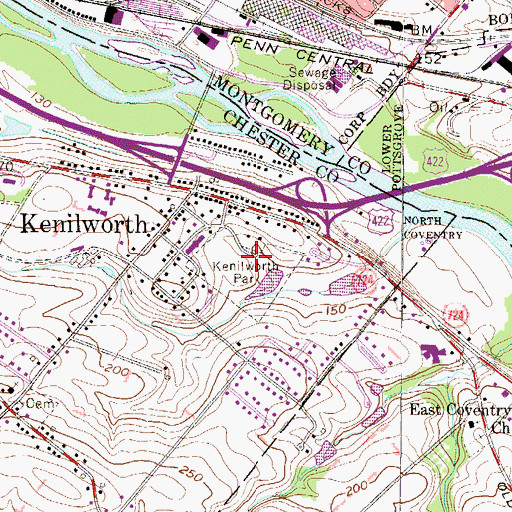 Topographic Map of Kenilworth Park, PA