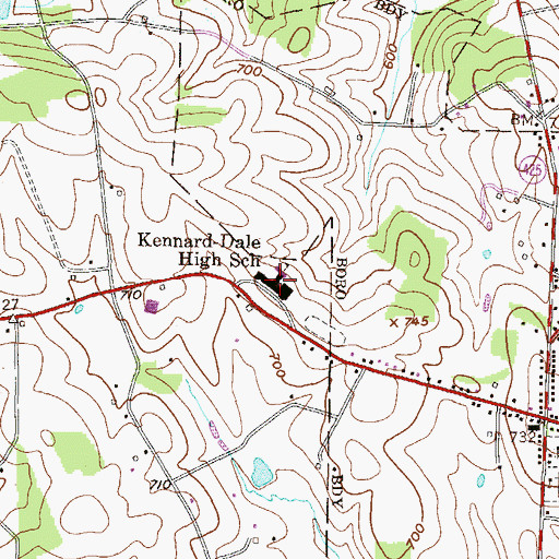Topographic Map of Kennard-Dale High School, PA