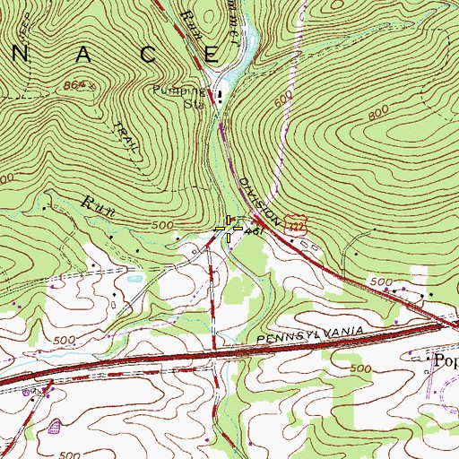 Topographic Map of Kettle Run, PA