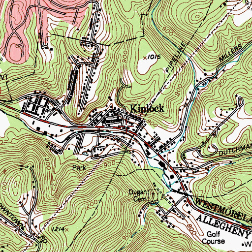 Topographic Map of Kinlock, PA