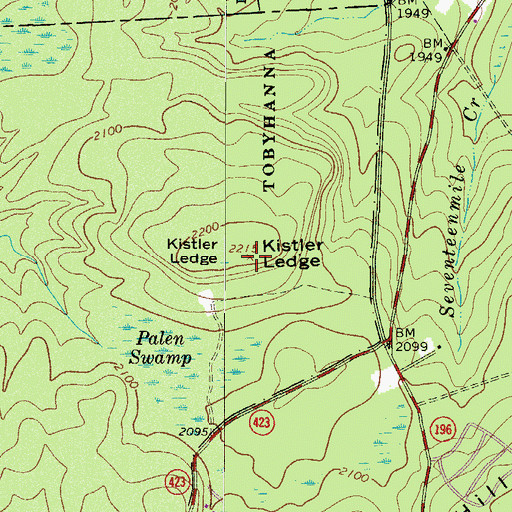 Topographic Map of Kistler Ledge, PA