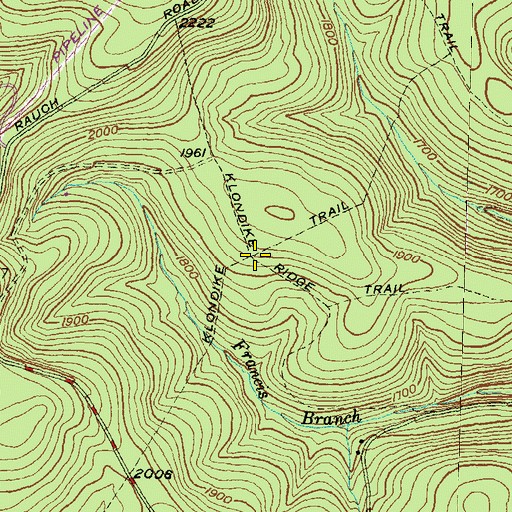Topographic Map of Klondike Ridge Trail, PA