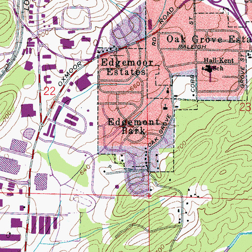 Topographic Map of Edgemont Park, AL
