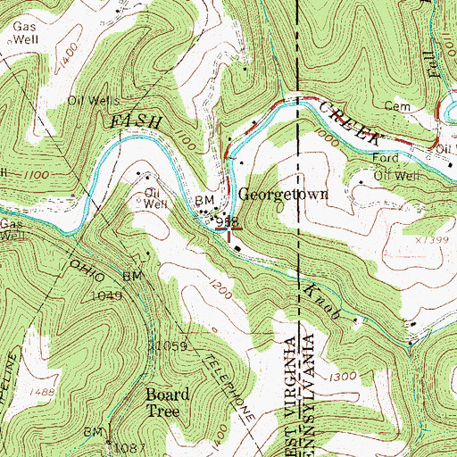 Topographic Map of Knob Run, PA