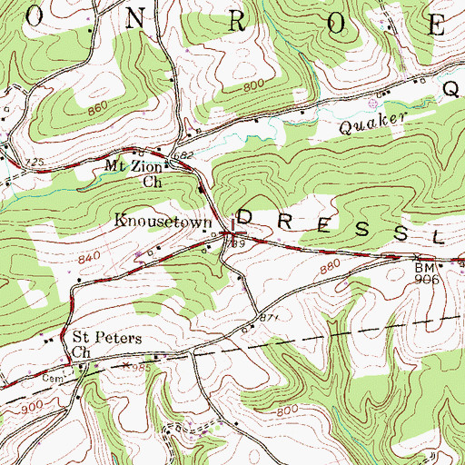 Topographic Map of Knousetown, PA