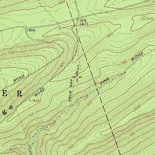 Topographic Map of Kreb Gap Trail, PA
