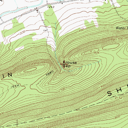Topographic Map of Krouse Gap, PA