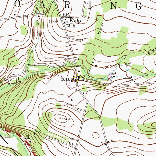 Topographic Map of Kulp, PA