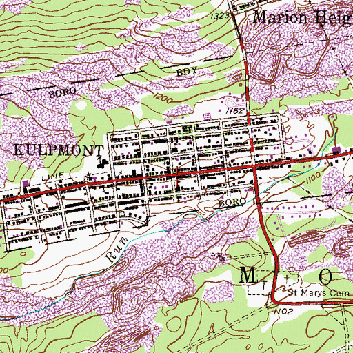 Topographic Map of Kulpmont, PA