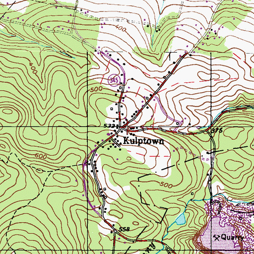 Topographic Map of Kulptown, PA