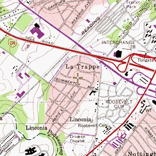 Topographic Map of La Trappe, PA