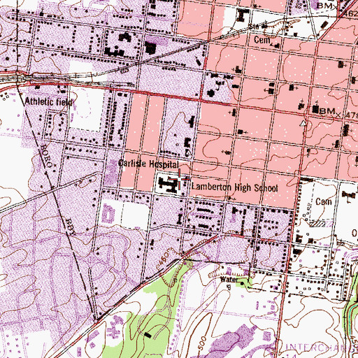 Topographic Map of Lamberton High School, PA