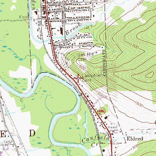 Topographic Map of Lamphier Cemetery, PA