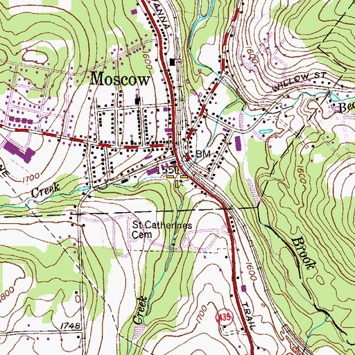 Topographic Map of Langan Creek, PA