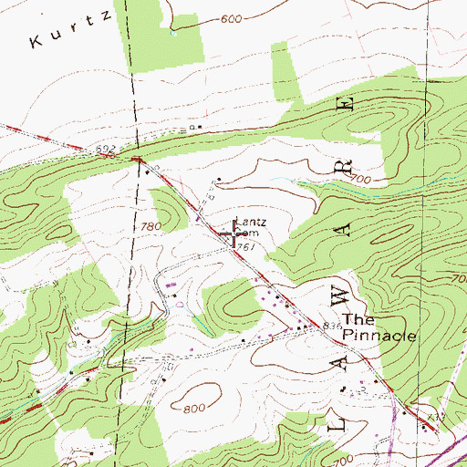 Topographic Map of Lantz Cemetery, PA