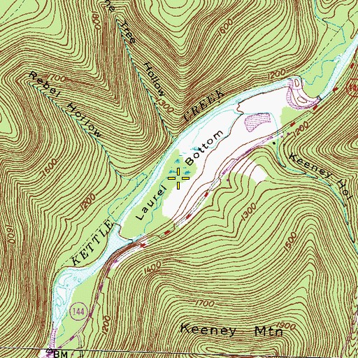 Topographic Map of Laurel Bottom, PA