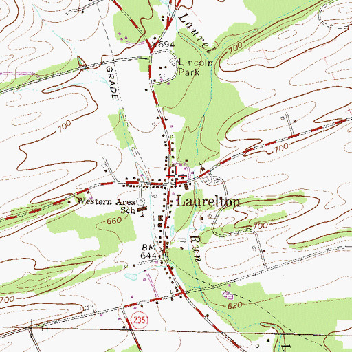 Topographic Map of Laurelton, PA